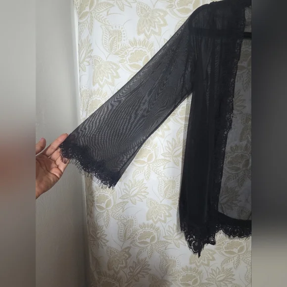 Fredericks of Hollywood Set of 2 Open Front Robe Lingerie Sheer Lace Coverup S/M - Picture 8 of 15